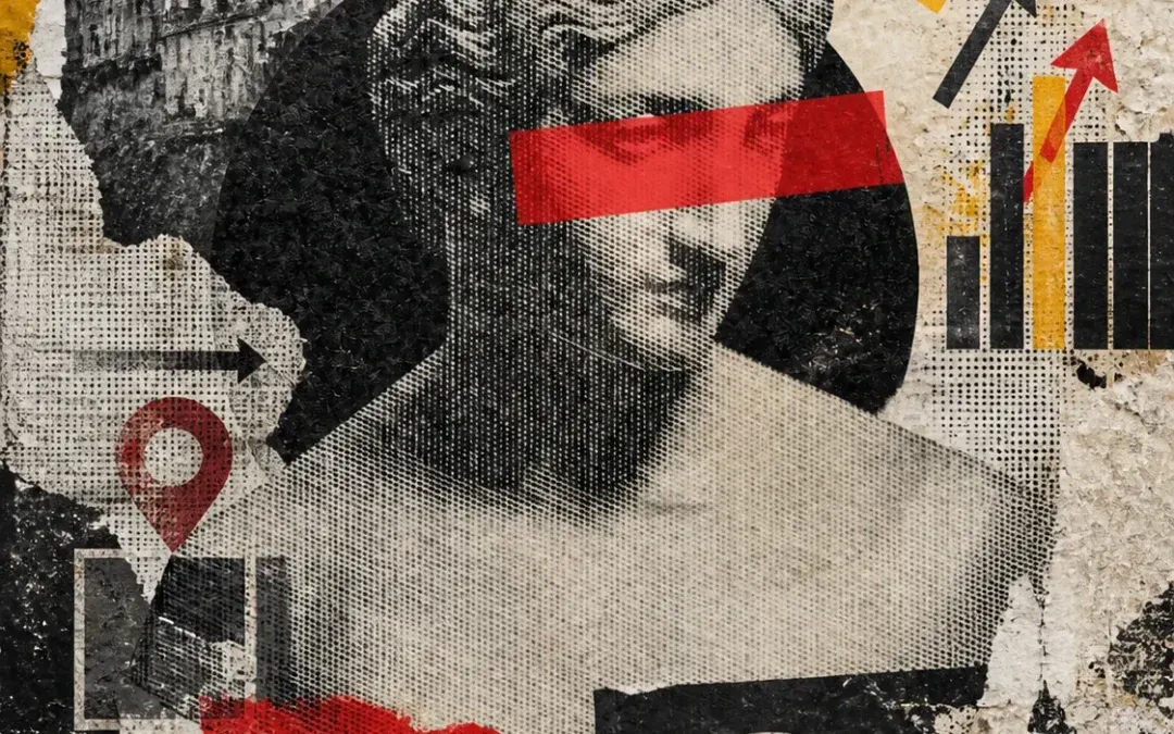 Collage pop art pour strategie digitale SEO local creation site web et croissance en Corse