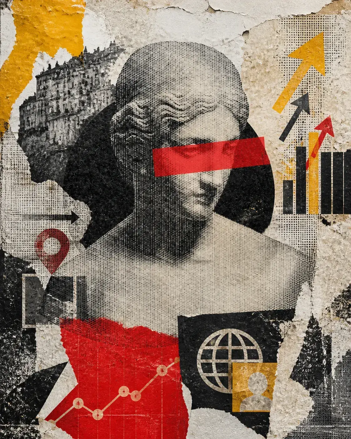 Collage pop art pour strategie digitale SEO local creation site web et croissance en Corse